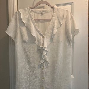 Flowing off white  colored short sleeve beautiful blouse